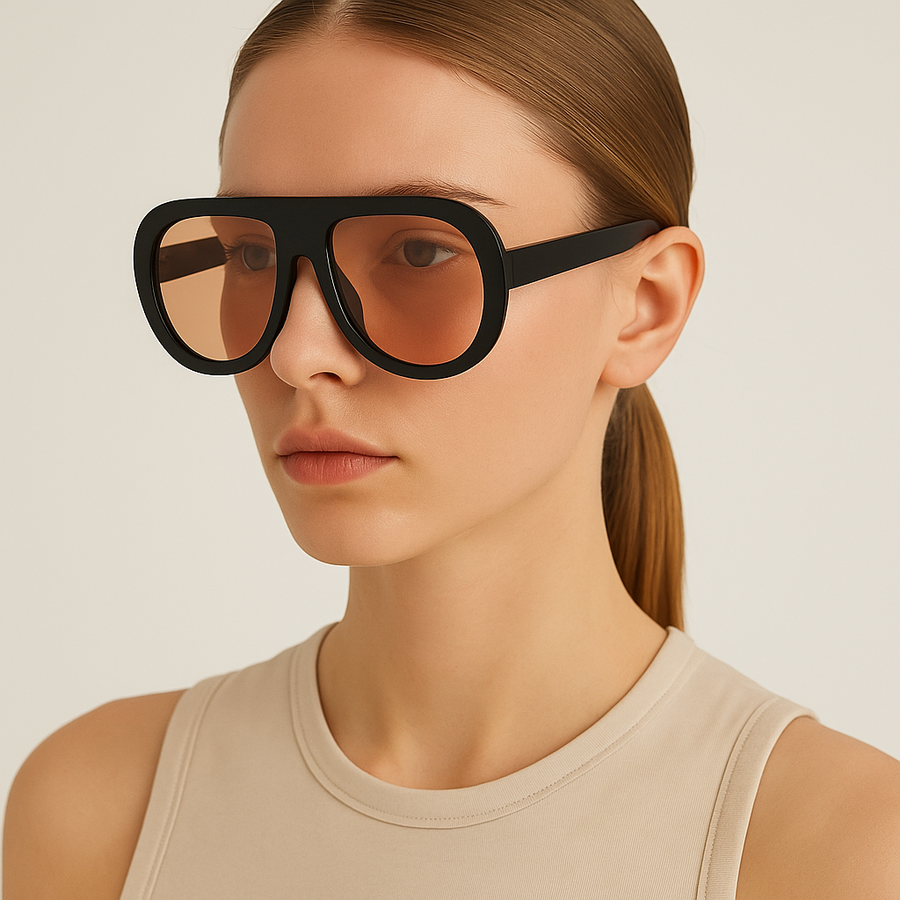 Minimalist Black Oversized Sunglasses – Unisex Modern Style